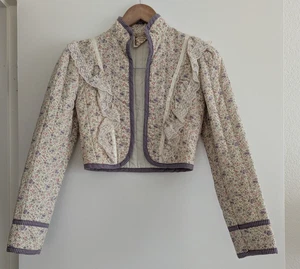 Giacca vintage Gunne Sax by Jessica trapuntata floreale manica lunga aperta prateria XS? - Foto 1 di 14