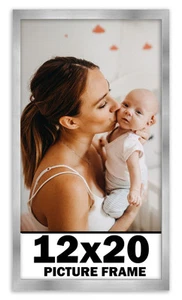 12x20 Frame Stainless Steel Silver Picture Frame Photo Frame UV Acrylic - Picture 1 of 9