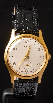 Reloj suizo vintage Oris subesfera chapada en oro cuerda manual para hombre -- Funciona Foto 1 de 4