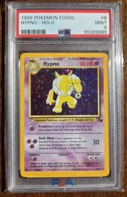 PSA 9 Hypno - 1999 Fossil Unlimited #8 Holo Rare - Pokemon WoTC - Image 1 of 2