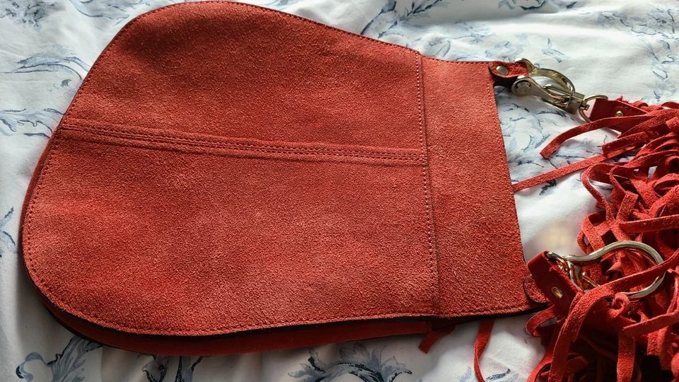 River Island Suede Leather Festival Bag In Burnt Orange - Image 1 of 4