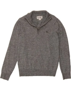 PENGUIN Womens Zip Neck Jumper Sweater UK 14 Medium Grey Cotton BU08 - Picture 1 of 3
