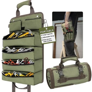 Bolsa de herramientas enrollable - Rollo de herramientas verde resistente para motocicleta, caja de herramientas portátil O... - Imagen 1 de 8