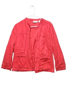 Chico's Jacket Women Size 2 Red Lightweight Open Front Pintuck - Picture 1 of 6