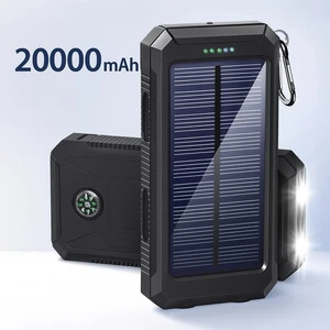 20,000mAh Solar Power Bank with Compass & Dual USB – Waterproof Portable Charger - Picture 1 of 4