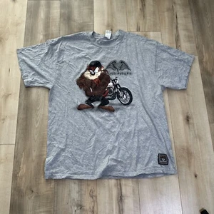 Vintage Y2k Looney Tunes Biker Taz Tee T Shirt Size XL Harley Wind Rider - Picture 1 of 8