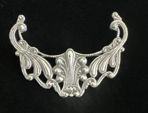 Vtg Collar Pin Brooch Pocket Tie Cravat Antiqued Silver Victorian Theater 2" - Picture 1 of 5