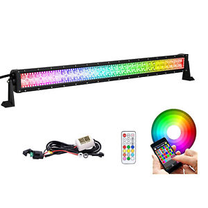 32 Inch 180W LED Light Bar Off-road Driving w/ Chasing RGB Halo for ATV SUV UTE