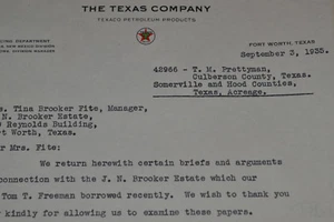 1935 Texaco Gas Briefkopf - Vintage The Texas Company - Hood Somerville Texas  - Bild 1 von 2