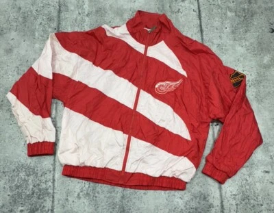 Vtg 90's Pro Player Detroit Red Wings Windbreaker Jacket Men M Red White Zip - Image 1 of 4