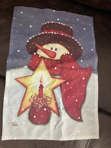 Winter Christmas Garden Flag 17 1/2” By 12” Kathy Hunter Snowman - Picture 1 of 1