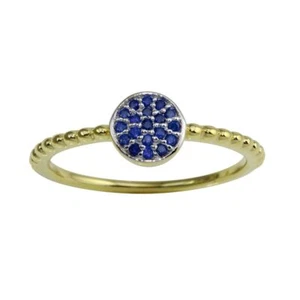 ANILLO FACIAL CIRCULAR DE ORO AMARILLO 14K SOBRE PLATA ESTERLINA 925 CON ACENTO DE ZAFIRO DE LABORATORIO - Imagen 1 de 2