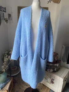 AMERICAN VINTAGE BLUE FLUFFY LONG CARDIGAN SIZE XS/S - Picture 1 of 7