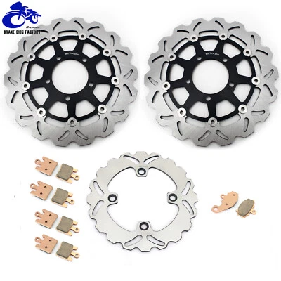 Front Rear Brake Rotors +Pads For Kawasaki Ninja ZX6R ZX636C ZX6RR 600 2005 2006 - Image 1 of 4