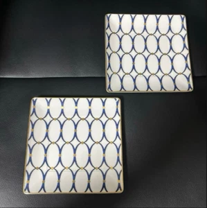 Wedgwood Renaissance Gold Square Tray 2 Pieces Pair Set [NEW] - Picture 1 of 11