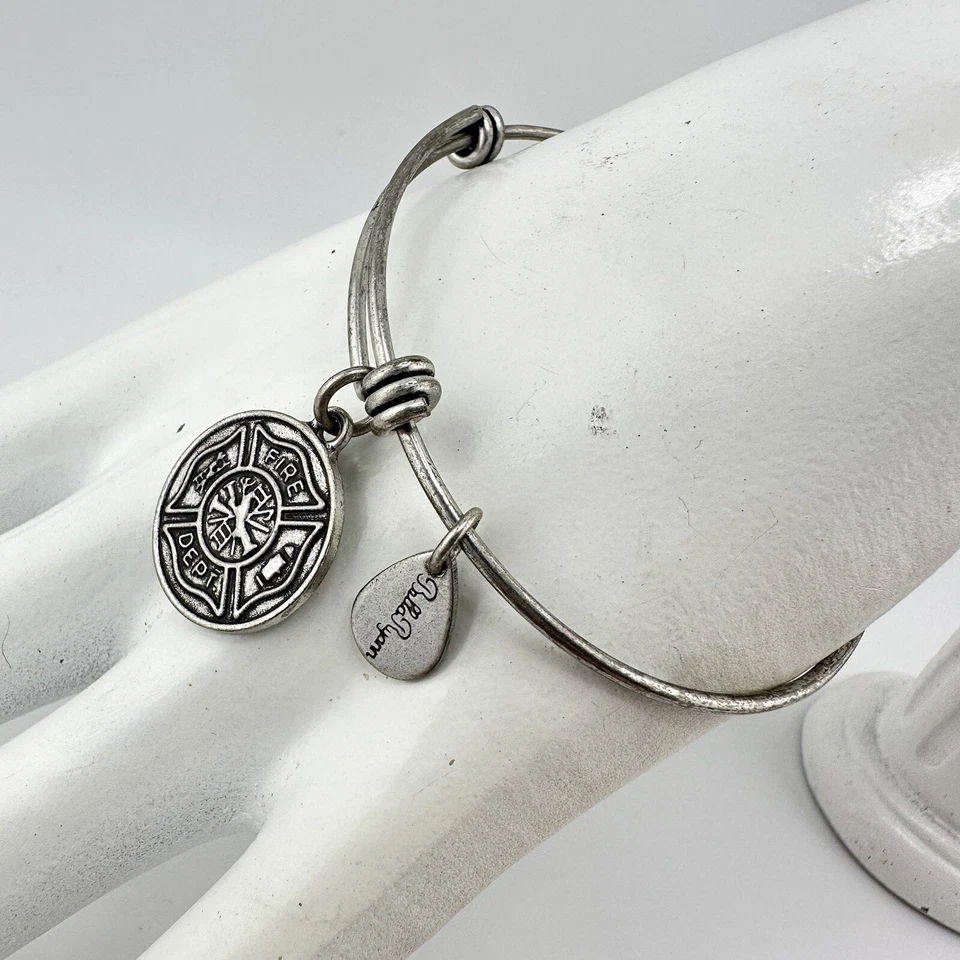 Bella Ryann Firefighter Fire Department Charm Silver Tone Bangle 7” Bracelet - Image 1 of 4