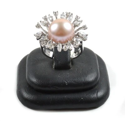 Anello in Argento 925 con Perla e Cubic Ziconia Made In Italy - Immagine 1 di 4