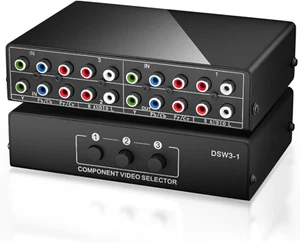 Component AV Video Switch Box 3 in 1 Out, Bolaazul 3 Port 5 RCA Ypbpr Cable RGB - Picture 1 of 12