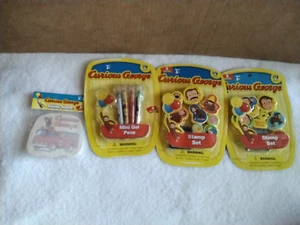 Curious George Stamp Set (2) & Mini Gel Pens With Sticky Notes Vintage - Picture 1 of 2