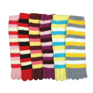 12 Pairs Fuzzy 5 Fingers Toe Socks Soft Solid Mens Womens Size 9-11 Fun Lot - Picture 1 of 4