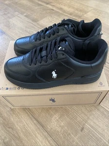 Ralph Lauren Polo Masters Court scarpe da ginnastica in pelle nere UK 7 EU 41 scatola senza coperchio - Foto 1 di 15