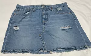 Levi’s Women’s Jean Skirt Light Wash Denim Distressed Cutoff Look Size 30 - Picture 1 of 11