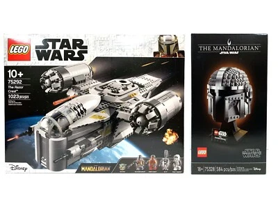 NIB LEGO 75292 STAR WARS MANDALORIAN THE RAZOR CREST 75328 MANDALORIAN HELMET - Image 1 of 4