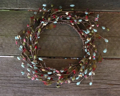 Anillo Vela Pip Berry Aqua Rosa Marfil 6.5 pulgadas Floral Country Primavera Decoración Foto 1 de 3