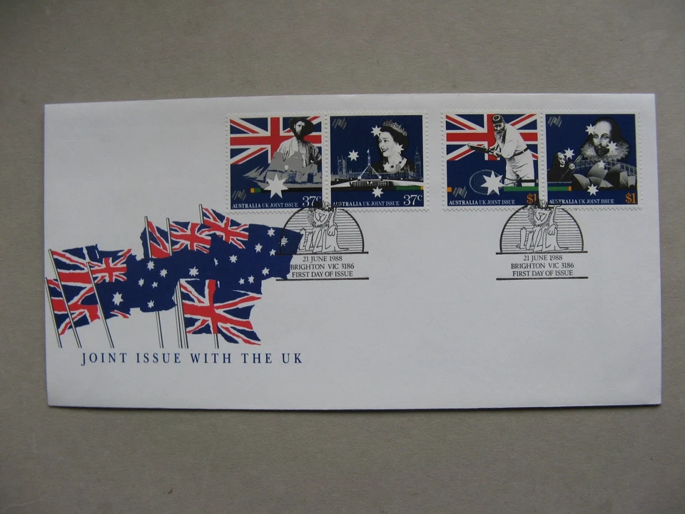 AUSTRALIA, portada FDC 1988, edición conjunta con Reino Unido, tenis de cricket John Lennon Foto 1 de 1