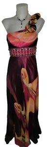 Y2k 90s Womens Pink Satin Rose One Shoulder Whimsigoth Fairy Prom Gown Sz 4 - Picture 1 of 5