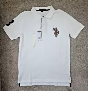 NWT U.S. POLO ASSN. WHITE EMBROIDERED LOGO 100% COTTON POLO SHIRT MEN'S SIZE M - Picture 1 of 6