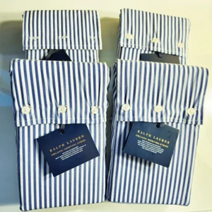 NEW Lot 4 Ralph Lauren Organic Shirting Stripe 2 King 2 Standard Pillowcases - Picture 1 of 3