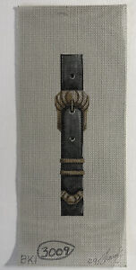 “Black Belt W/ Brass Buckle On Grey” 18ct HP Needlepoint Canvas By Sharon G New