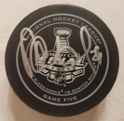 Ray Emery Autographed 2013 Stanley Cup Finals Game Five Puck (BAS) - Image 1 of 4