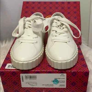 TORY BURCH CALF LEATHER SNEAKERS SZ 9.5M NIB - Picture 1 of 8