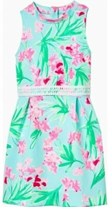 NEW Lilly Pulitzer GIRLS LEESI DRESS Aqua AL Fresco Isnt She Lovely Pink 10 12 - Picture 1 of 16