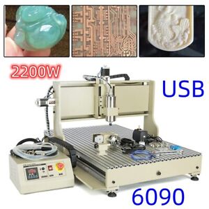 2.2KW USB 4-Axis CNC 6090 Router Engraver VFD 3D Drill Engraving Milling Machine
