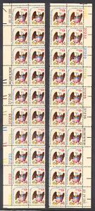 US Scott #1596d, Eagle+Shield Twin Plate Blocks of 20, VF MNH - Picture 1 of 1