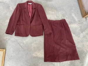 Vintage Warren Of Stafford Damen Burgunderrot Kaschmir Wolle Rock Set Anzug 12 - Bild 1 von 10