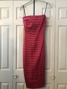 Tadashi Shoji Kleid 0 Hochzeitsgast Cocktail Barbiecore Midi Trägerlos Bodycon - Bild 1 von 8