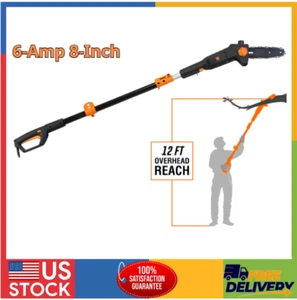 6-Amp 8-Inch Electric Telescoping Pole Saw, Corded electric - Black & Orange - Picture 1 of 10