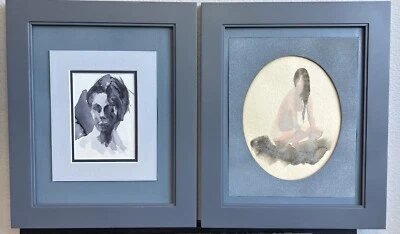 Original Painting  Set Of 2 By Don Ryan Watercolor Signed Framed  Home Decor Art - Image 1 of 4