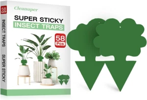 58 Pcs Green Flying Insect Traps for Plants,Indoors, Outdoors, Kitchen, Sticky T - Picture 1 of 12