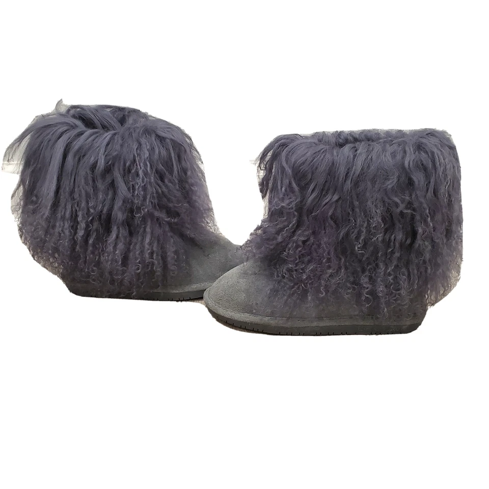 Bearpaw Boo Peludo Genuino Cabello de Cordero Niña Botas Gris Púrpura Talla 2 Foto 1 de 4