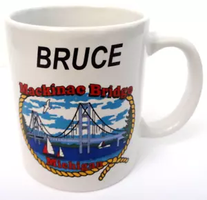 TAZA DE CAFÉ MACKINAC BRIDGE MICHIGAN TAZA DE CAFÉ NOMBRE PERSONALIZADO BRUCE RECUERDO - Imagen 1 de 5