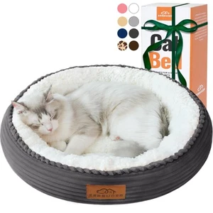 20in Washable Cat Beds for Indoor Cats - Round Donut Pet Bed for Cats, Small ... - Picture 1 of 8