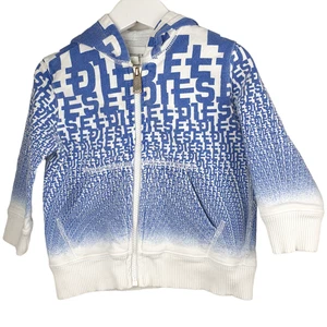 Diesel Baby Boys Hoodie Zip up Sweater Blue & White Size 12 Mths Aus Cotton Vg - Picture 1 of 8