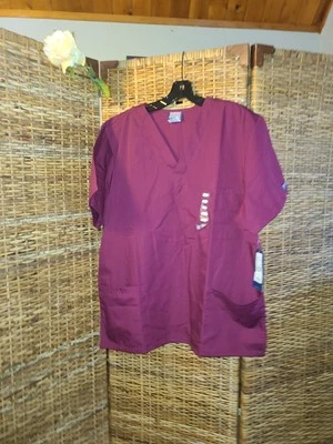 Cherokee Workwear Originals Unisex 3-Pocket V-Neck Scrub Top - Burgundy  L 4876 - Image 1 of 4