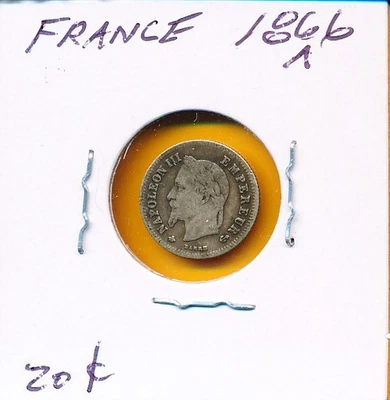 FRANCIA - 1866-A - PLATA - 20 CÉNTIMOS - #4810 Foto 1 de 2