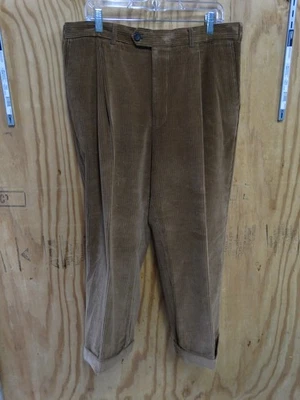 Pantalones Ermenegildo Zegna Para Hombre US 38x25.5 Marrón Pana Plisados Pantalones Italia Foto 1 de 4